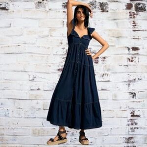 Pilcro Sweetheart Flutter-Sleeve Denim Buttondown Dress - NWT